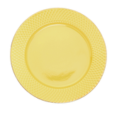 Prato Raso Porcelana Drops Amarelo com Detalhe Metalizado - 27 cm - Ela Decora